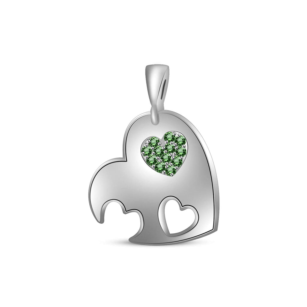atjewels 14K White Gold Over .925 Silver Round Emerald Parrot Pendant For Women's MOTHER'S DAY SPECIAL OFFER - atjewels.in