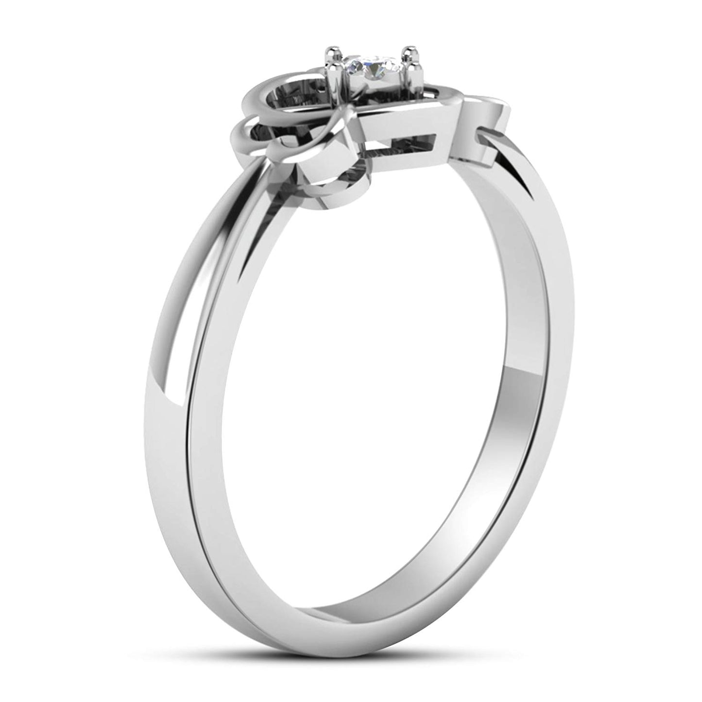 atjewels 18K White Gold Over Sterling Silver Solitaire Heart Shape Ring For Women's MOTHER'S DAY SPECIAL OFFER - atjewels.in