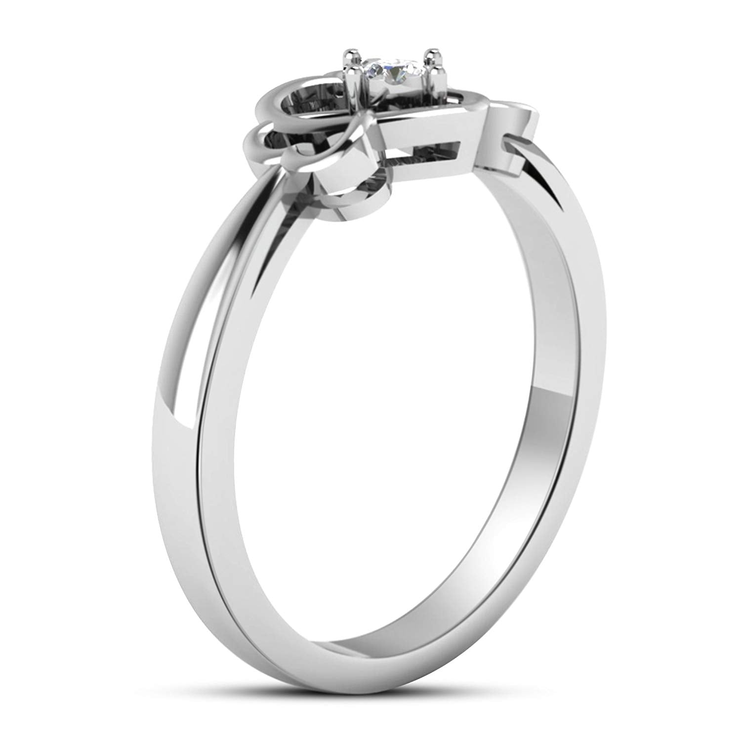 atjewels 18K White Gold Over Sterling Silver Solitaire Heart Shape Ring For Women's MOTHER'S DAY SPECIAL OFFER - atjewels.in