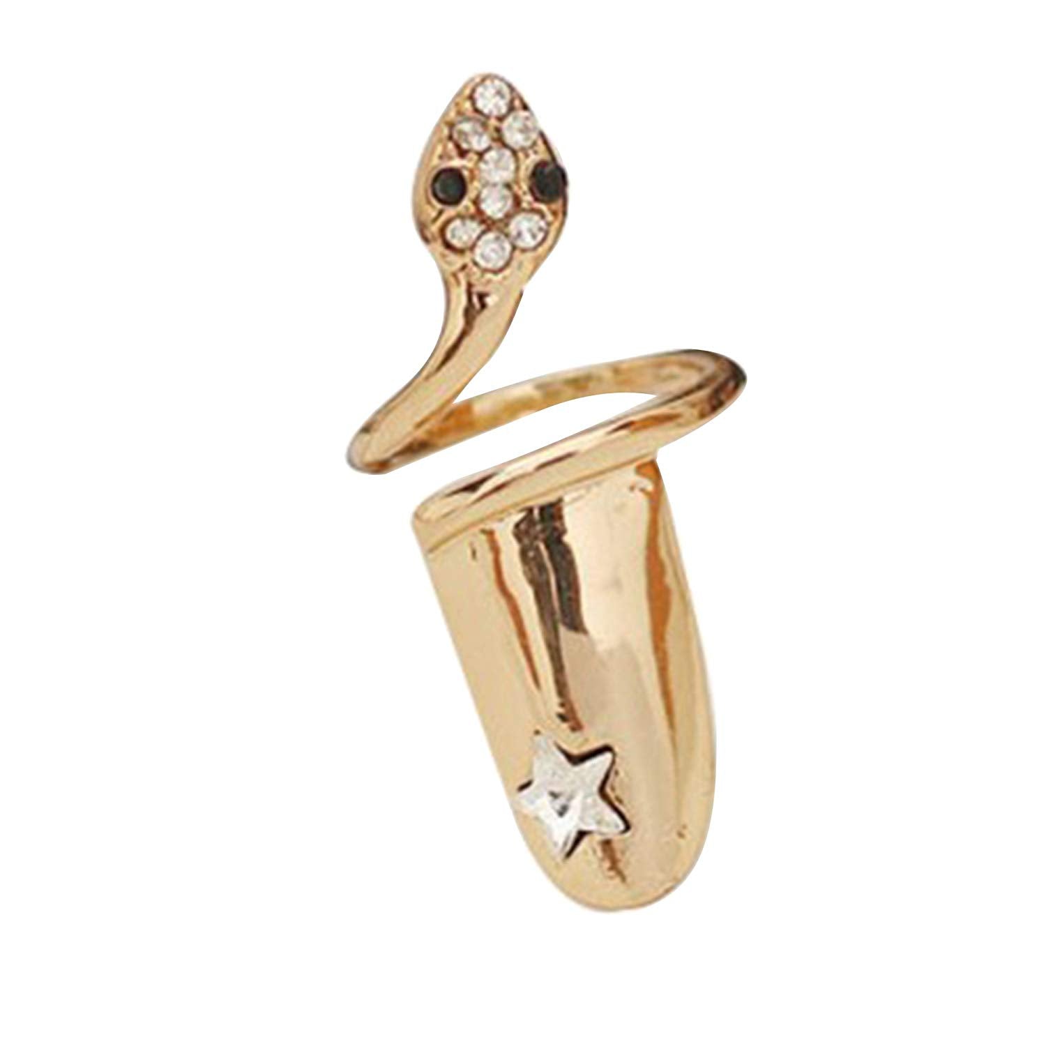 atjewels Round Cut Black & White CZ 14k Rose Gold Over .925 Sterling Silver Snake Star Adjustable Nail Ring For Girl's & Women's For MOTHER'S DAY SPECIAL OFFER - atjewels.in