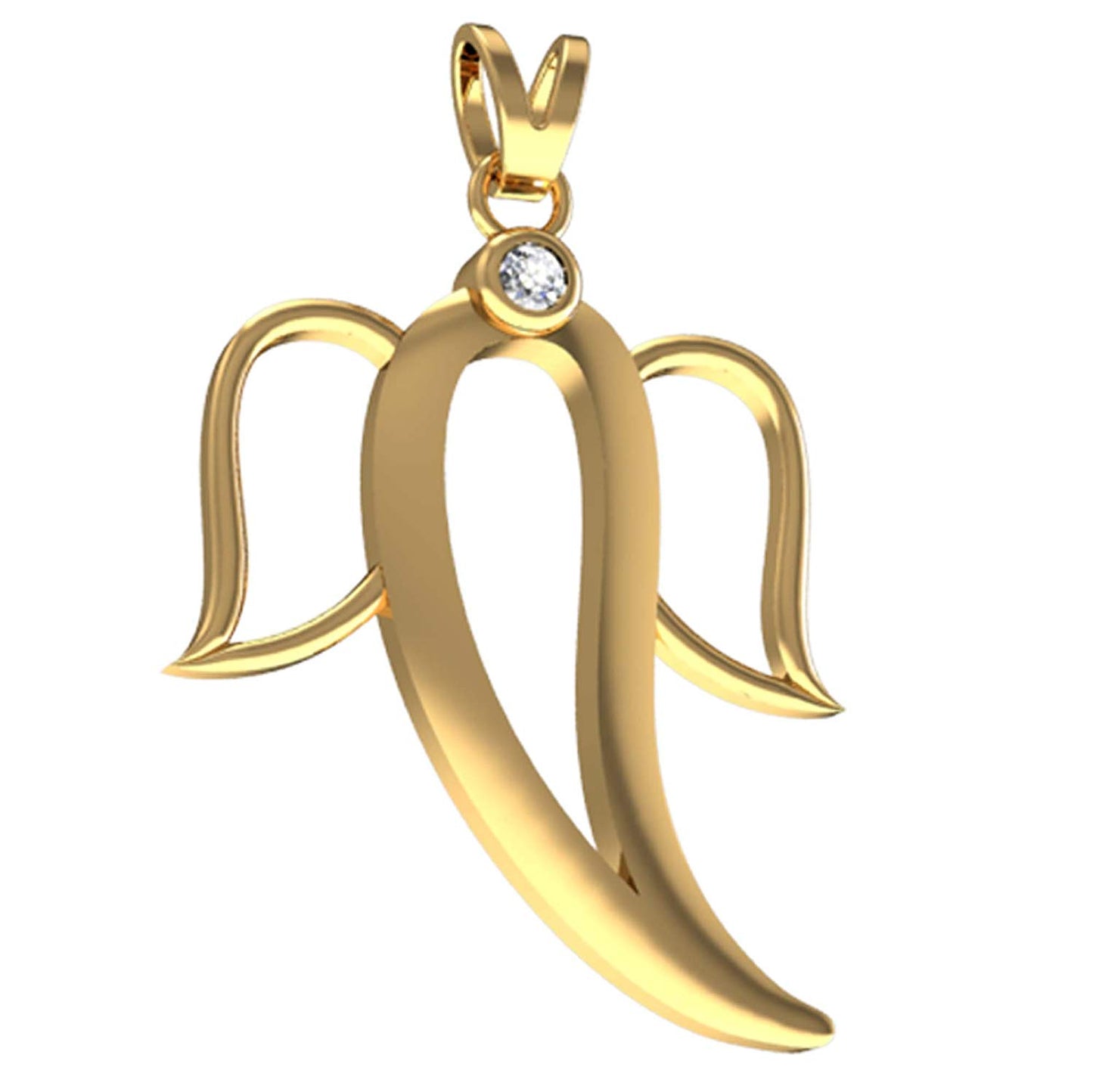 atjewels Ganesh Festival Special 14K Two Tone Gold Plated .925 Steling Silver Round Cut White Cubic Zirconia Without Chain Ganesh Pendant MOTHER'S DAY SPECIAL OFFER - atjewels.in