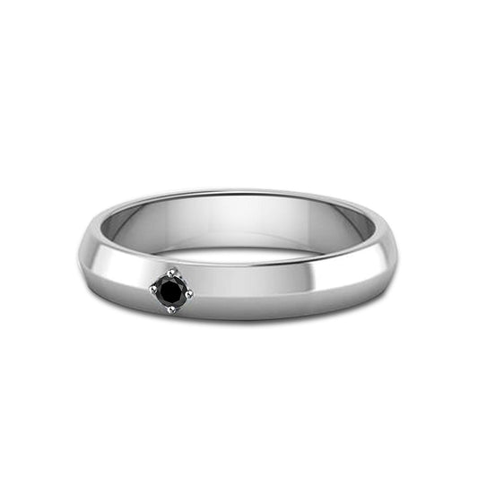 atjewels Solitaire Engagement Ring in Round Black Zirconia 14K White Gold Over 925 Silver MOTHER'S DAY SPECIAL OFFER - atjewels.in