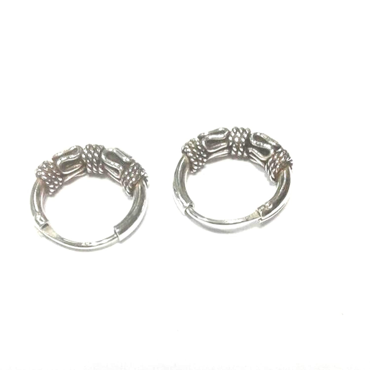 atjewels Oxidised .925 Sterling Silver Hoop Earrings For Girl's and Women's For MOTHER'S DAY SPECIAL OFFER - atjewels.in