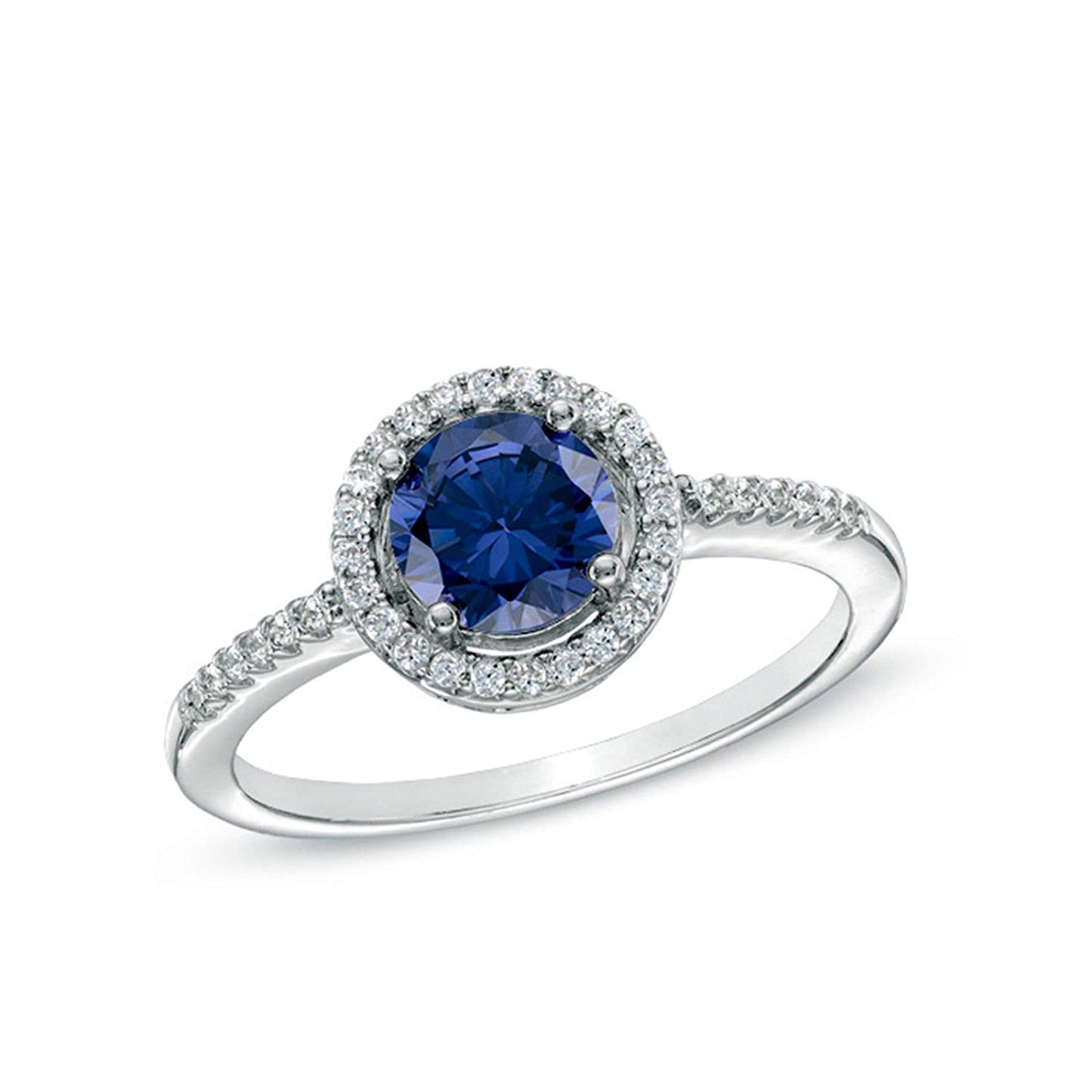 atjewels Round Cut Sapphire & White CZ .925 Sterling Silver Halo Jewelry Set for Girl's & Women's for Navratri Special - atjewels.in