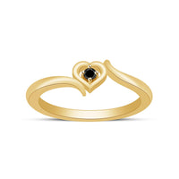 atjewels Round Black Cubic Zirconia 14K Yellow Gold Plated on 925 Sterling Silver Bypass Heart Ring MOTHER'S DAY SPECIAL OFFER - atjewels.in