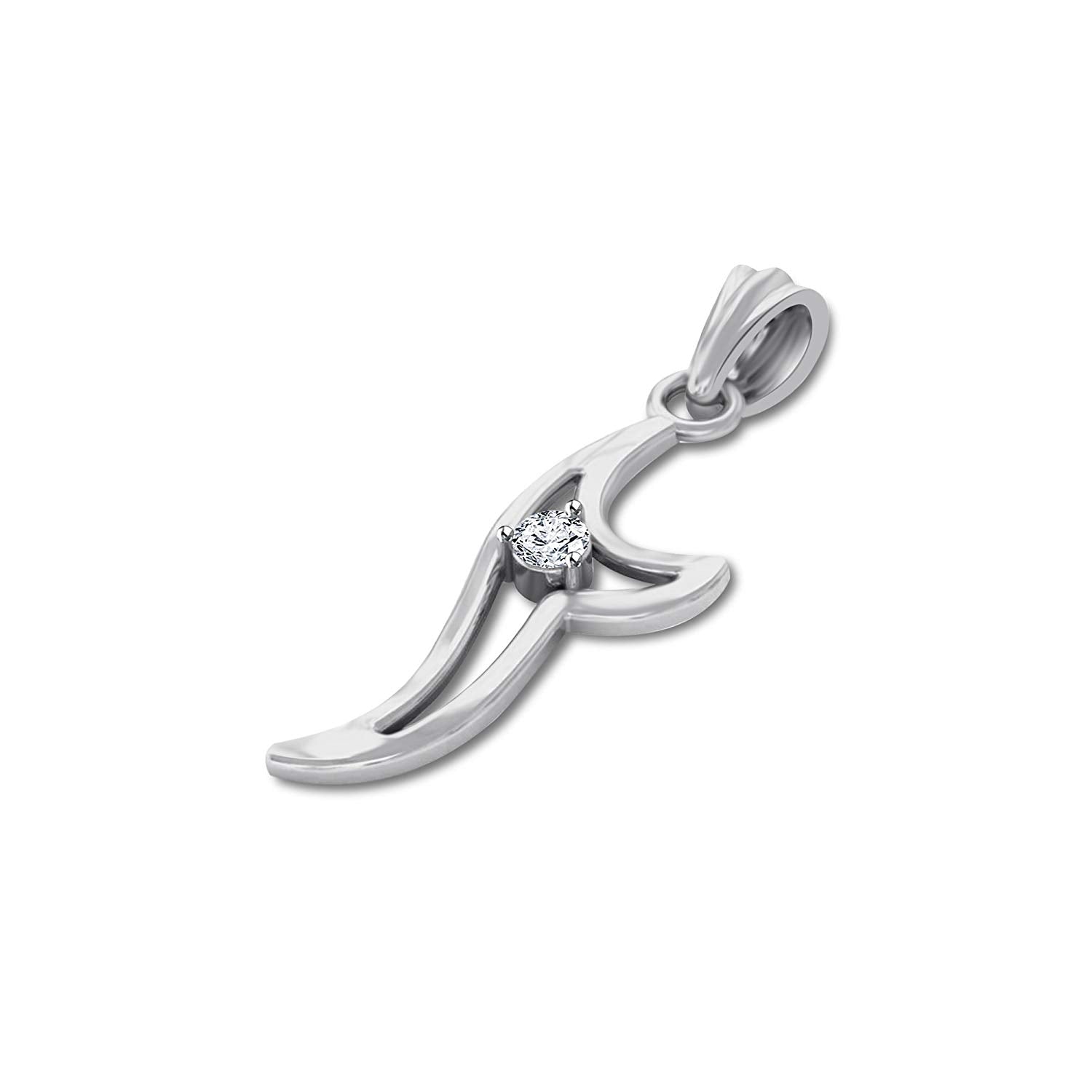 atjewels 14K White Gold Over 925 Sterling Silver Round White Zirconia Shark Pendant Without Chain MOTHER'S DAY SPECIAL OFFER - atjewels.in