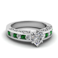 atjewels 18K White Gold Over .925 Silver White & Green Diamond Solitaire W/ Accent Ring For Women MOTHER'S DAY SPECIAL OFFER - atjewels.in