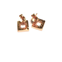 atjewels Round Cut White CZ 14k Rose Gold Over 925 Sterling Silver Square Stud Earrings For Girl's and Women's For MOTHER'S DAY SPECIAL OFFER - atjewels.in