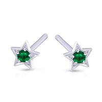 atjewels .925 Sterling Silver Round Green Emerald Star Stud Earrings For Women's MOTHER'S DAY SPECIAL OFFER - atjewels.in