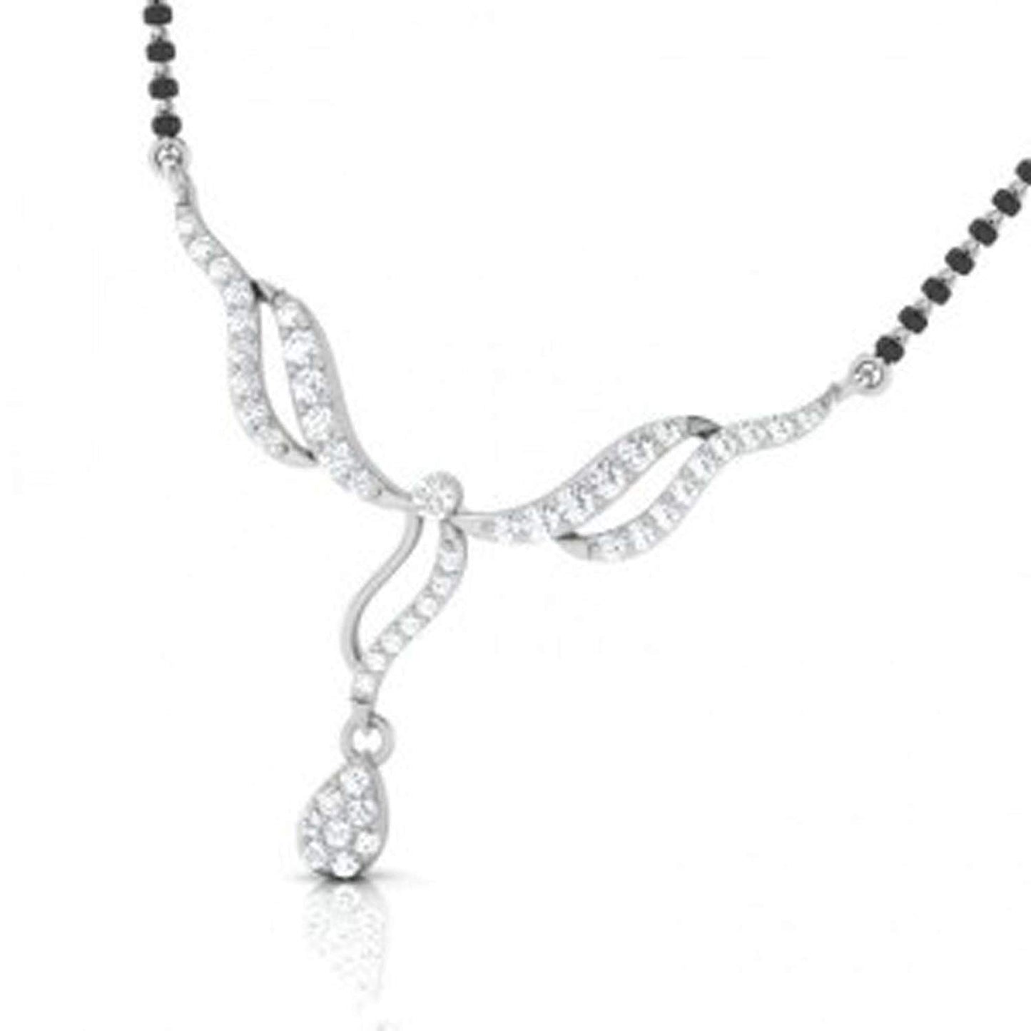 atjewels Round Cut White CZ .925 Sterling Silver Drop Mangalsutra Tanmaniya Pendant For Women's MOTHER'S DAY SPECIAL OFFER - atjewels.in