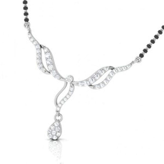 atjewels Round Cut White CZ .925 Sterling Silver Drop Mangalsutra Tanmaniya Pendant For Women's MOTHER'S DAY SPECIAL OFFER - atjewels.in