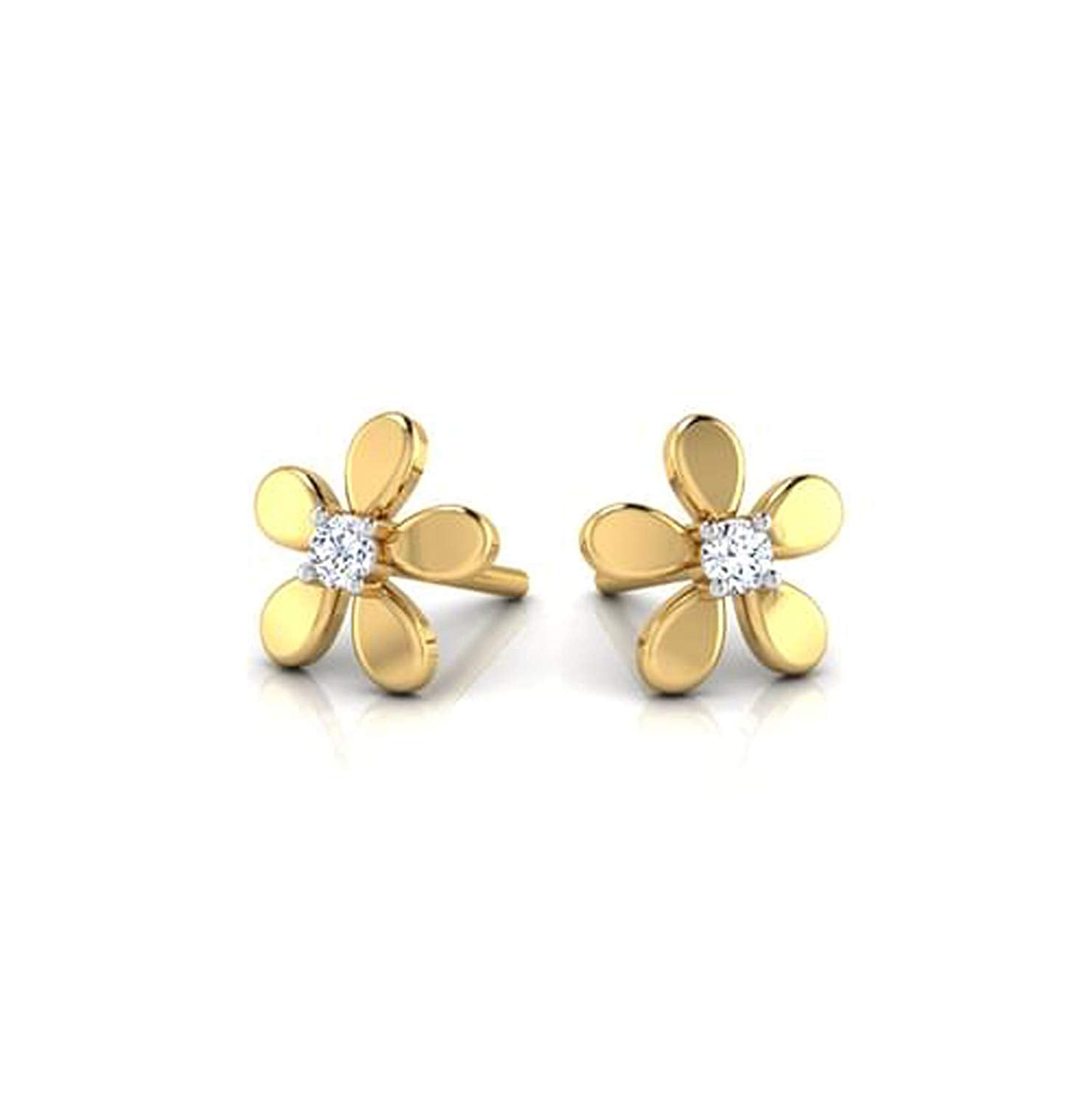 atjewels Round White Cubic Zirconia 14K Yellow Gold Over 925 Sterling Silver 925 Flower Stud Earrings MOTHER'S DAY SPECIAL OFFER - atjewels.in