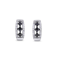 atjewels 14k White Gold Over .925 Silver Princess Black and White Round CZ Anniversary Stud Earrings MOTHER'S DAY SPECIAL OFFER - atjewels.in