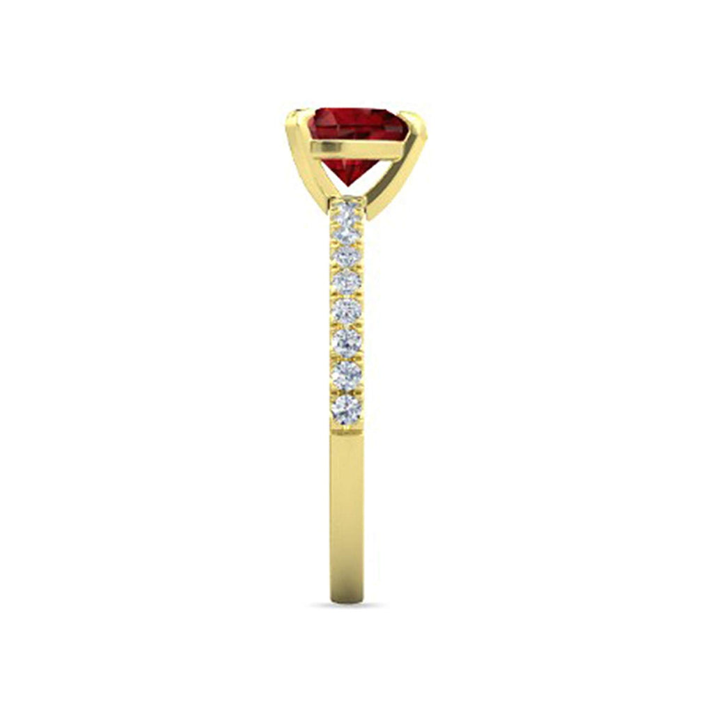 atjewels 14K Yellow Gold Plated on .925 Sterilng Silver Heart Shape Garnet & Round Cut White CZ Band Ring MOTHER'S DAY SPECIAL OFFER - atjewels.in