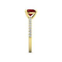 atjewels 14K Yellow Gold Plated on .925 Sterilng Silver Heart Shape Garnet & Round Cut White CZ Band Ring MOTHER'S DAY SPECIAL OFFER - atjewels.in