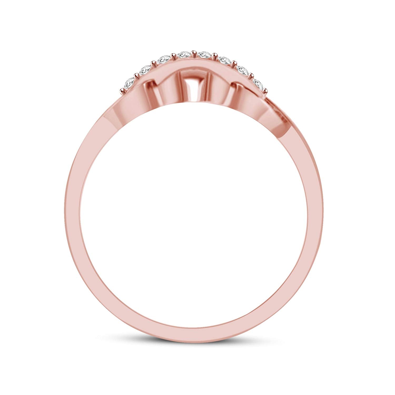 atjewels 14K Rose Gold on 925 Silver Round White CZ Fashion Ring For Women's MOTHER'S DAY SPECIAL OFFER - atjewels.in