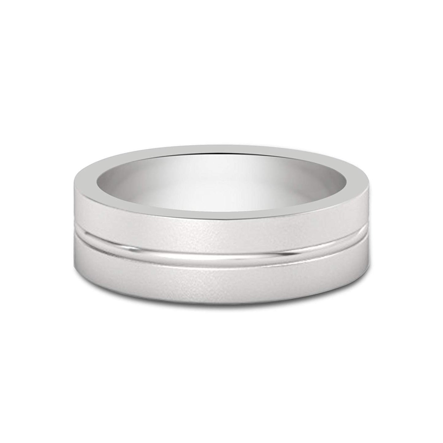 atjewels 18K White Gold Over 925 Sterling Silver Plain Wedding Band Ring For Men's MOTHER'S DAY SPECIAL OFFER - atjewels.in