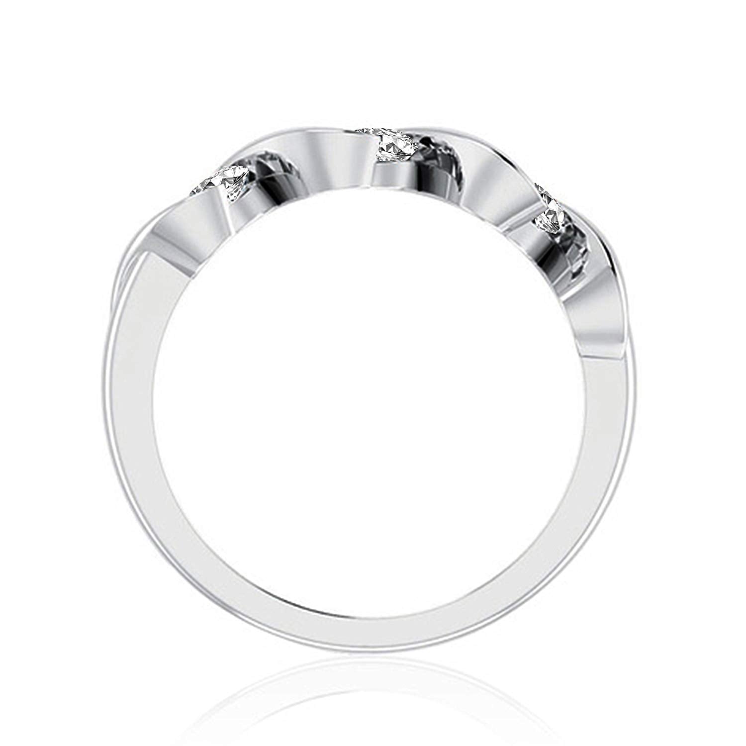 atjewels 14K White Gold Over .925 Sterling Silver White Cubic Zirconia Three Stone Band Ring MOTHER'S DAY SPECIAL OFFER - atjewels.in