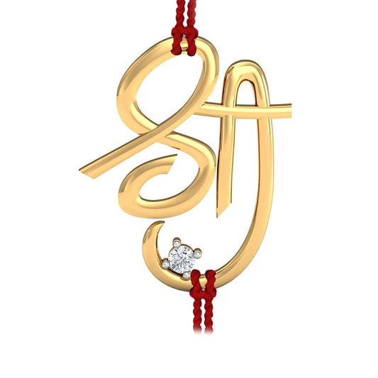 atjewels 14K Yellow Gold Over .925 Sterling Silver Round Cut White Cubic Zirconia SHREE Rakhi MOTHER'S DAY SPECIAL OFFER - atjewels.in