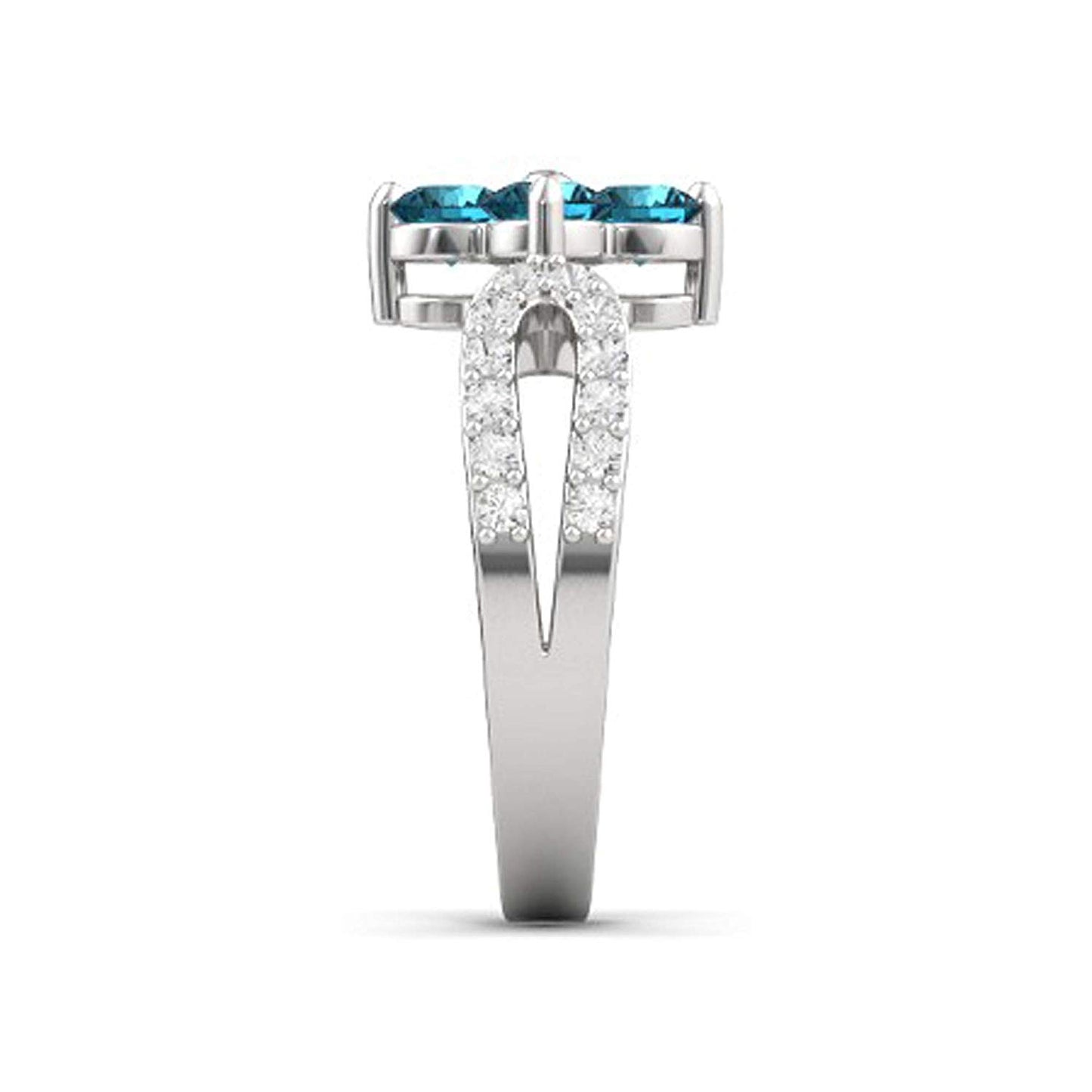 atjewels Round Cut Gemstone & White CZ .925 Sterling Silver Engagement Flower Ring For Girl's and Women's For Diwali Special - atjewels.in