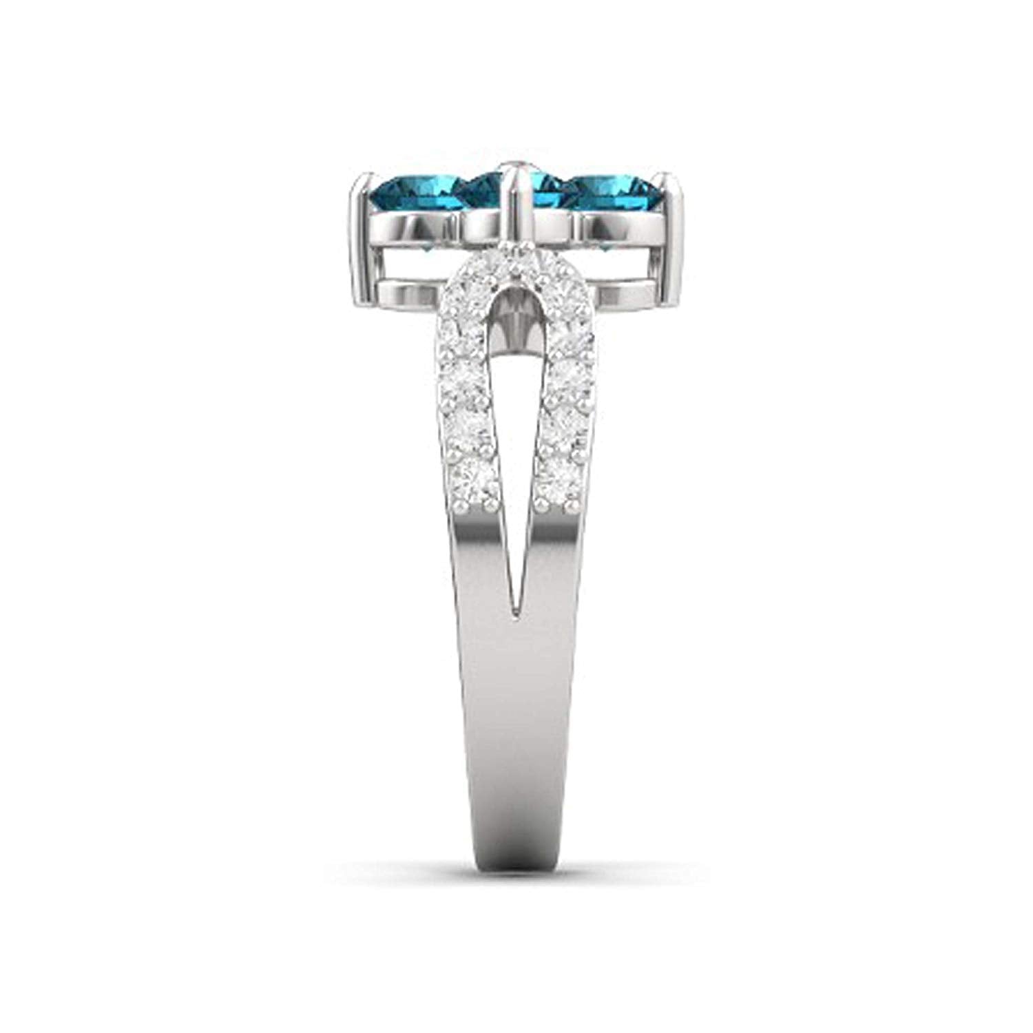 atjewels Round Cut Gemstone & White CZ .925 Sterling Silver Engagement Flower Ring For Girl's and Women's For Diwali Special - atjewels.in