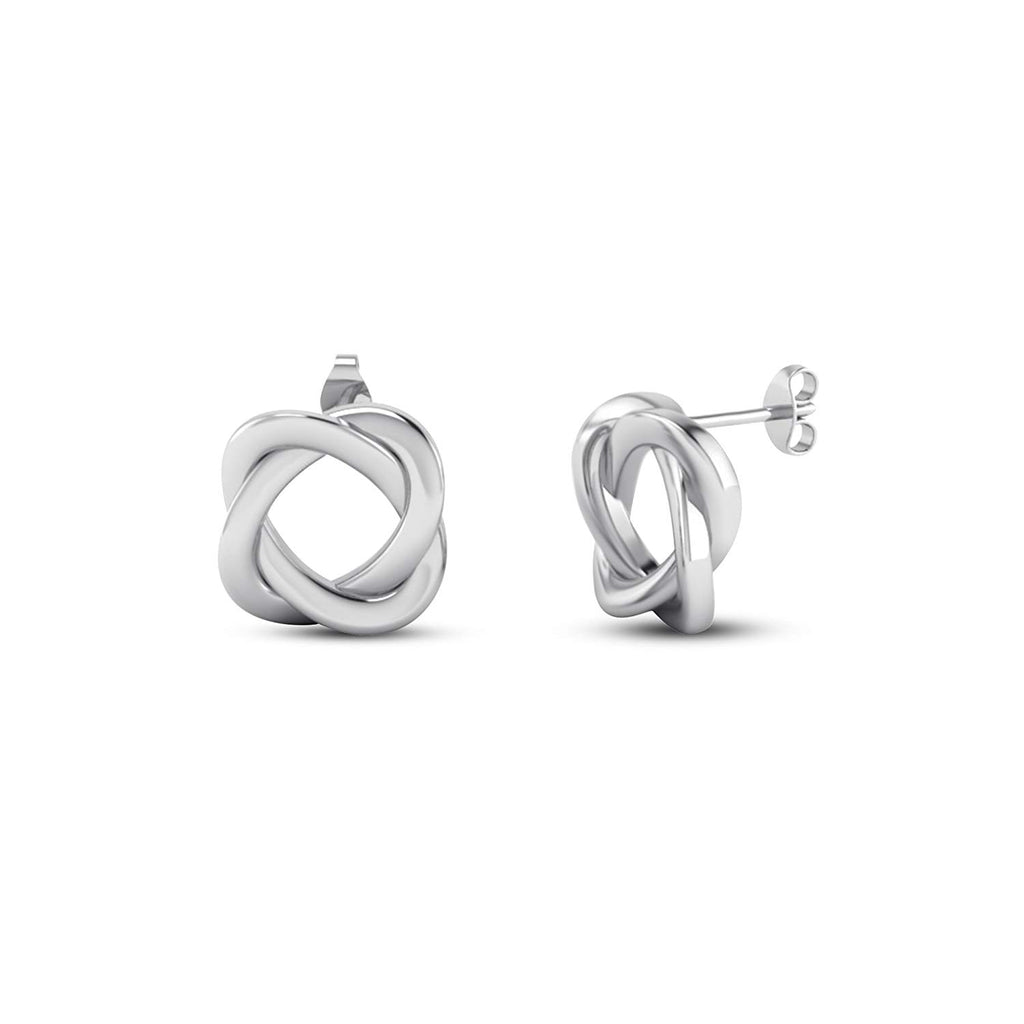 atjewels Love Knot Stud Earrings in 18k White Gold Plated on 925 Sterling Silver MOTHER'S DAY SPECIAL OFFER - atjewels.in