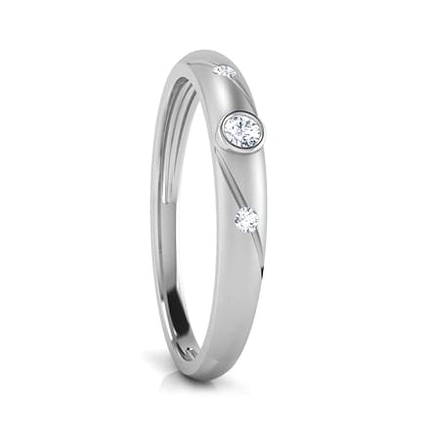 atjewels 14K White Gold Over 925 Sterling with White Round Zirconia Three Stone Ring (6) MOTHER'S DAY SPECIAL OFFER - atjewels.in
