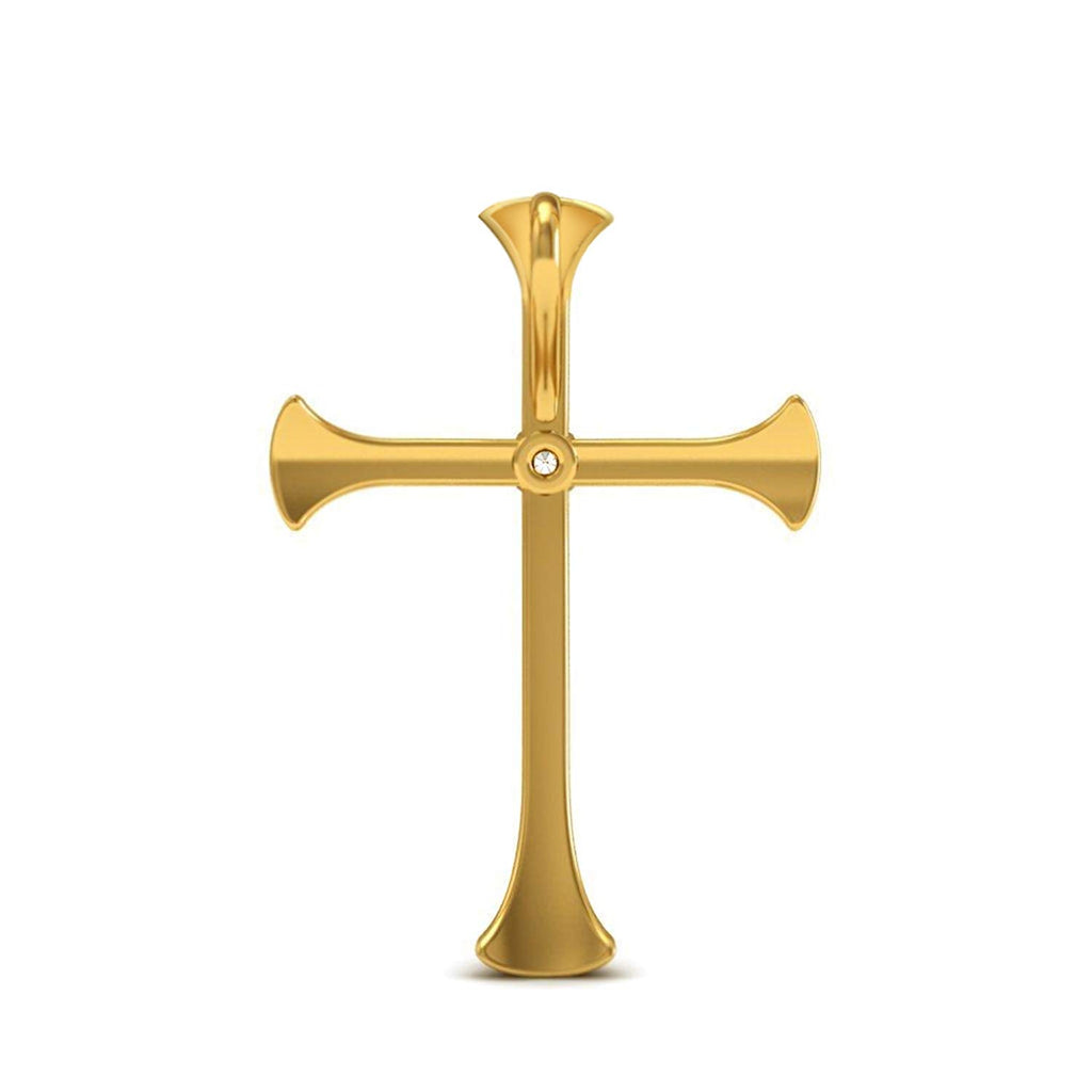 atjewels Cross Pendant In 14k Gold Plated on 925 Silver Round White Zirconia MOTHER'S DAY SPECIAL OFFER - atjewels.in