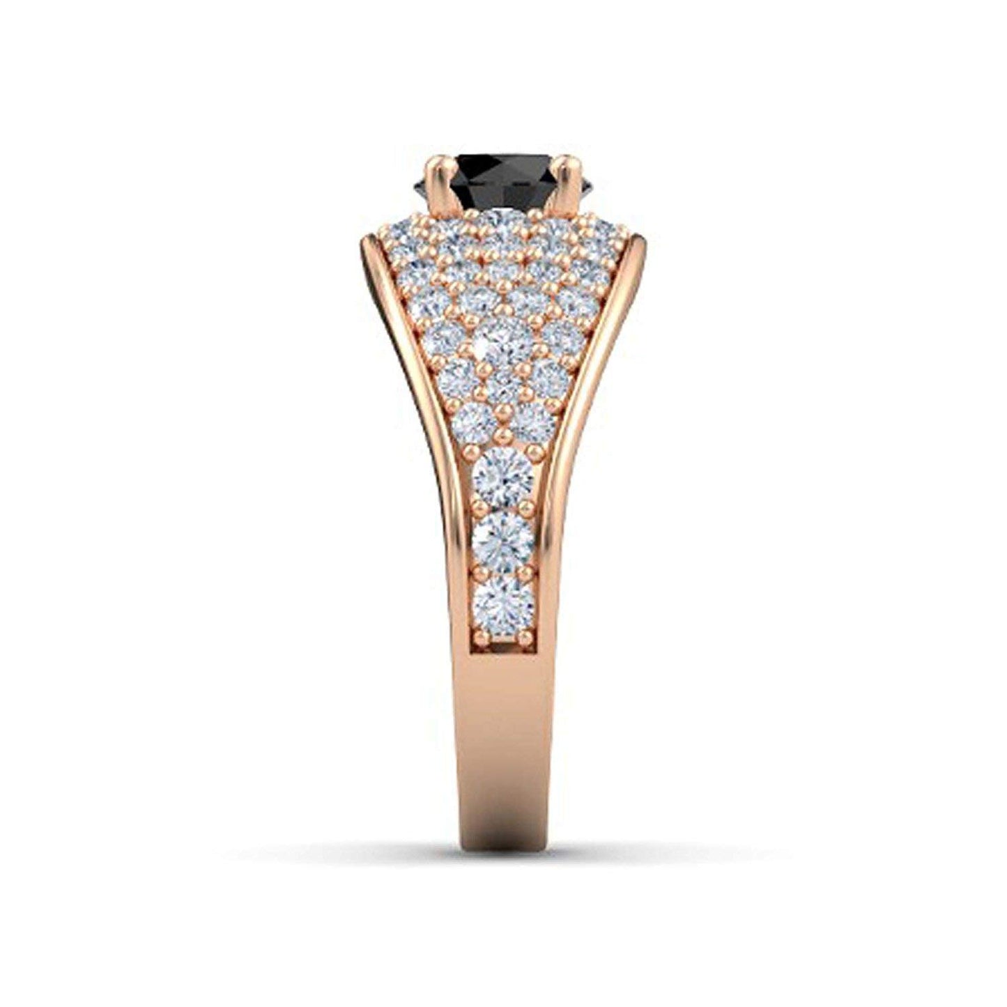atjewels Round Cut Gemstone & White CZ 14k Rose Gold Over .925 Sterling Silver Solitaire w/ Accents Engagement Ring For Girl's and Women's For Navratri Special - atjewels.in