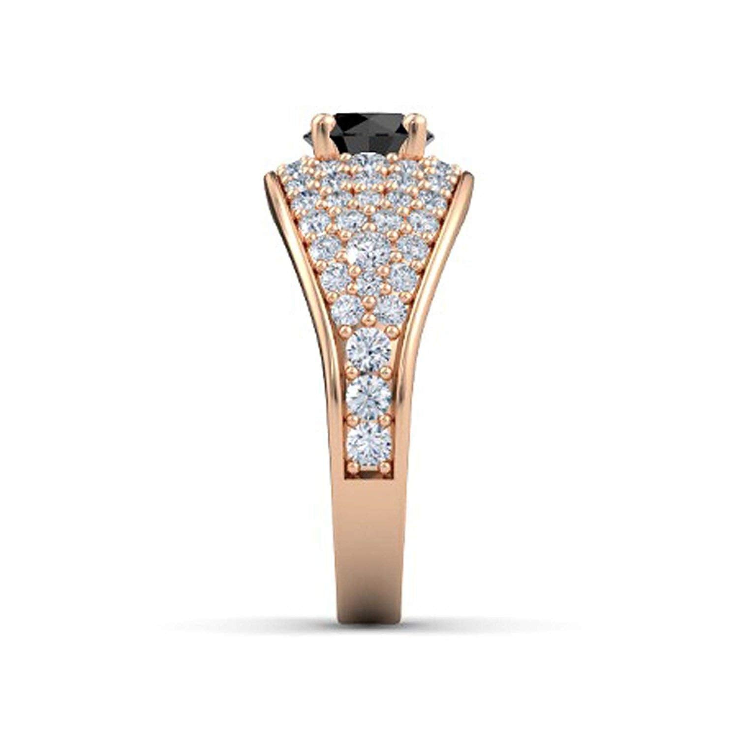 atjewels Round Cut Gemstone & White CZ 14k Rose Gold Over .925 Sterling Silver Solitaire w/ Accents Engagement Ring For Girl's and Women's For Navratri Special - atjewels.in
