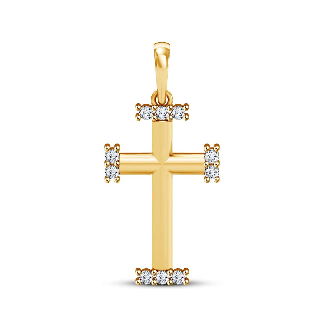 atjewels Round White Cubic Zirconia in 18K Yellow Gold Plated on 925 Sterling Cross Pendant MOTHER'S DAY SPECIAL OFFER - atjewels.in