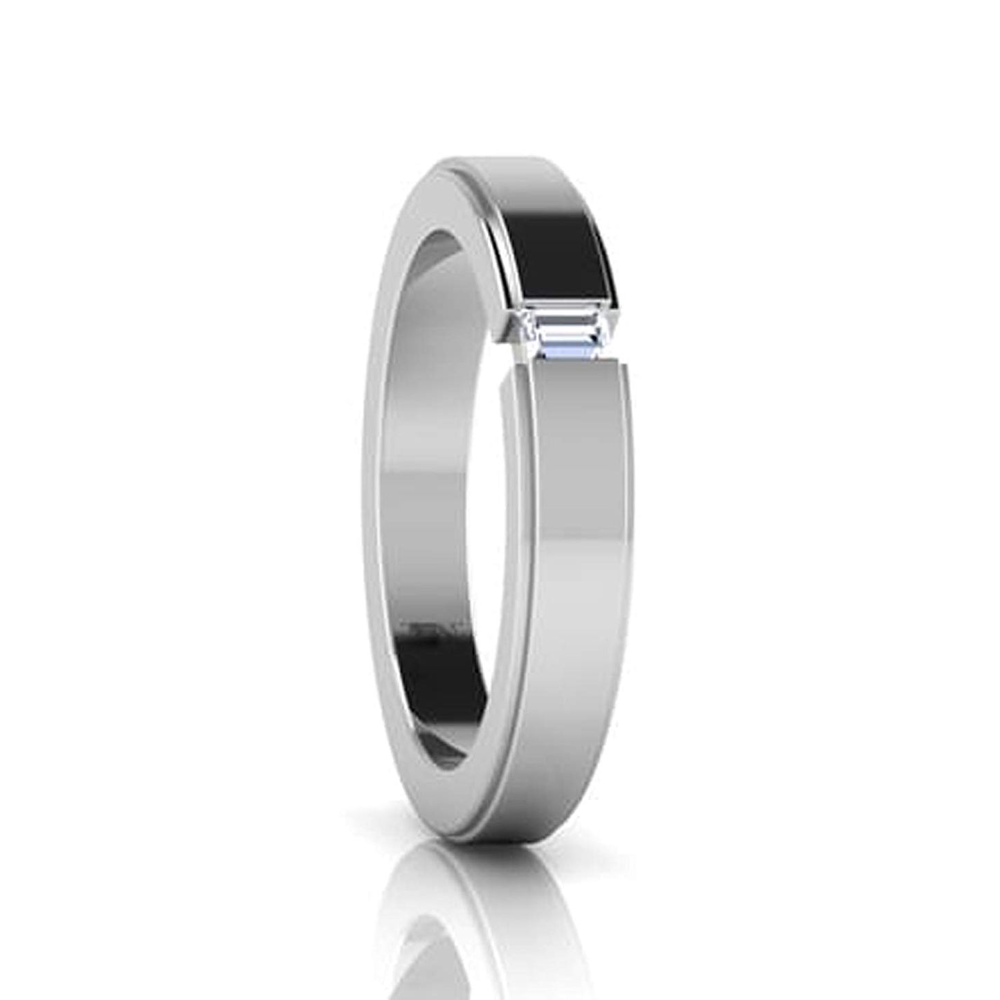 atjewels 14K White Gold Over 925 Sterling with White Baguette Zirconia Solitaire Band Ring (8) MOTHER'S DAY SPECIAL OFFER - atjewels.in