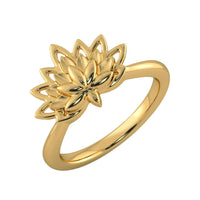 atjewels 14k Yellow Gold Over .925 Sterling Silver Lotus Ring For Women's MOTHER'S DAY SPECIAL OFFER - atjewels.in
