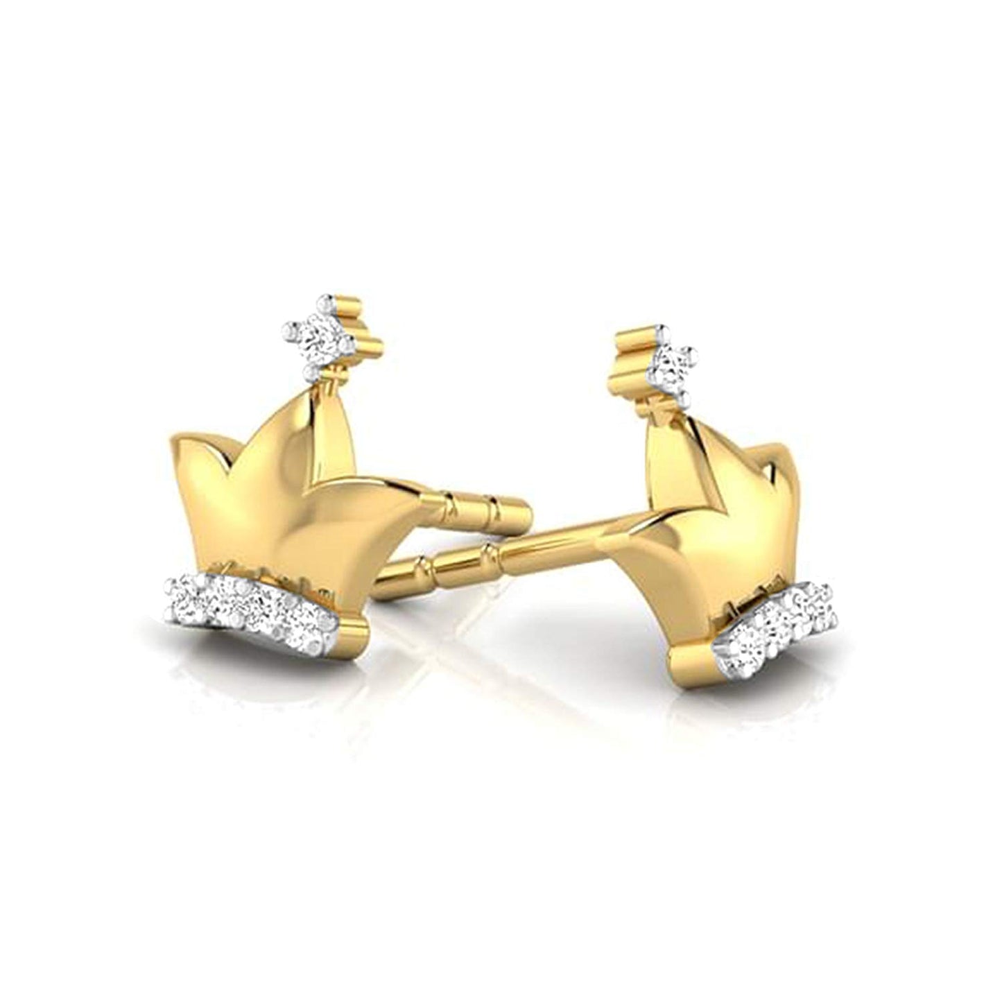 atjewels Kids Collection Round White CZ in 14K Yellow Gold Over 925 Sterling Silver Stud Earrings MOTHER'S DAY SPECIAL OFFER - atjewels.in