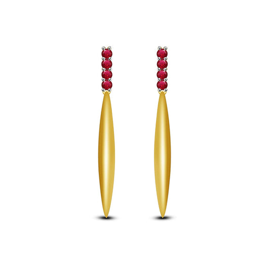 atjewels Fashionable Yellow Gold over .925 Sterling Silver Round Blue CZ Diamond Dangle Earrings For Women's MOTHER'S DAY SPECIAL OFFER - atjewels.in