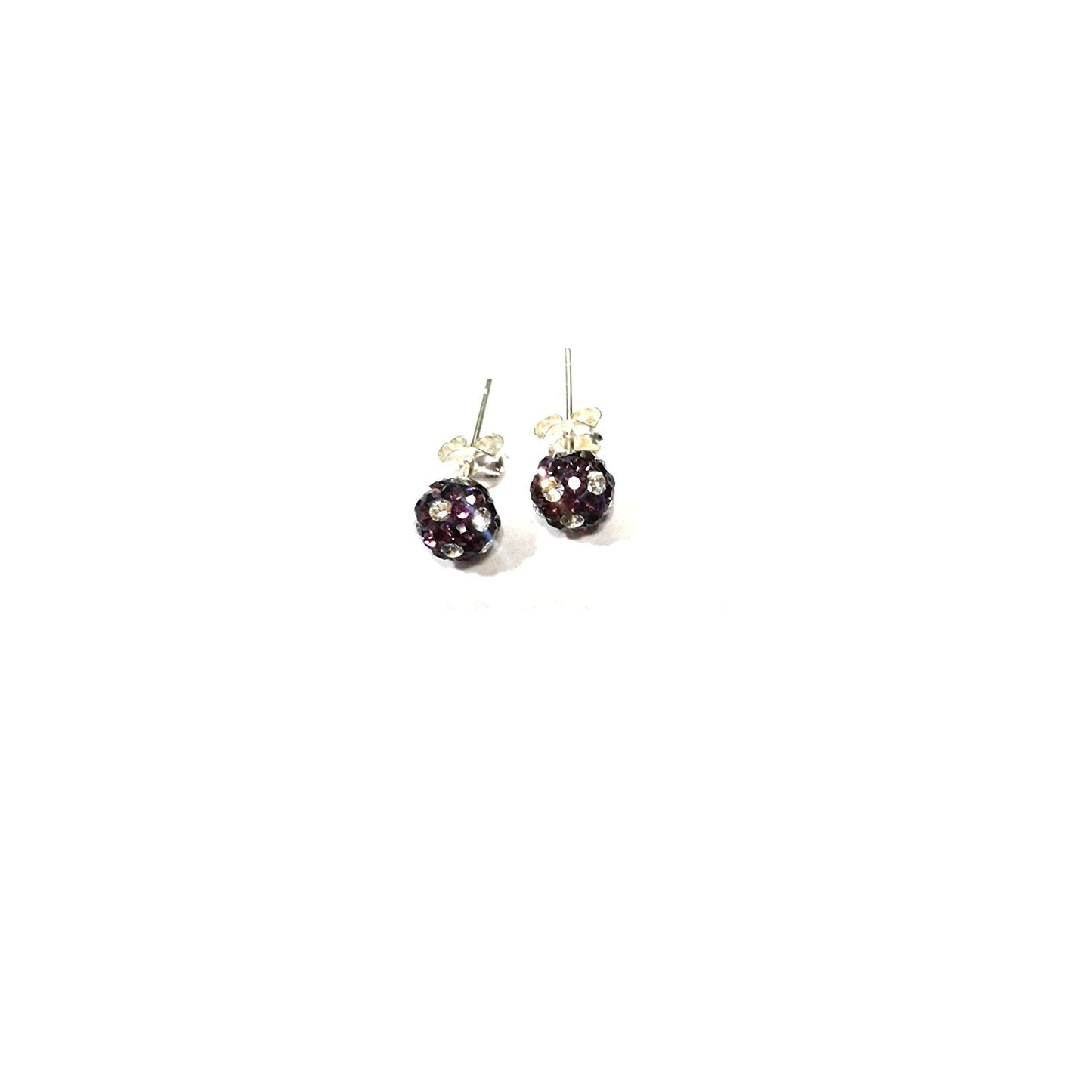 atjewels Round Cut Crystal Sterling Silver Pave Ball Stud Earrings, Crystal Fireball Disco Ball Earrings 1 Pair For Girl's and Women's Fancy Party Wear Earrings - atjewels.in