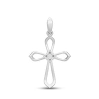 atjewels 14K White Gold Over 925 Sterling Round Blue Sapphire Cross Pendant Without Chain MOTHER'S DAY SPECIAL OFFER - atjewels.in