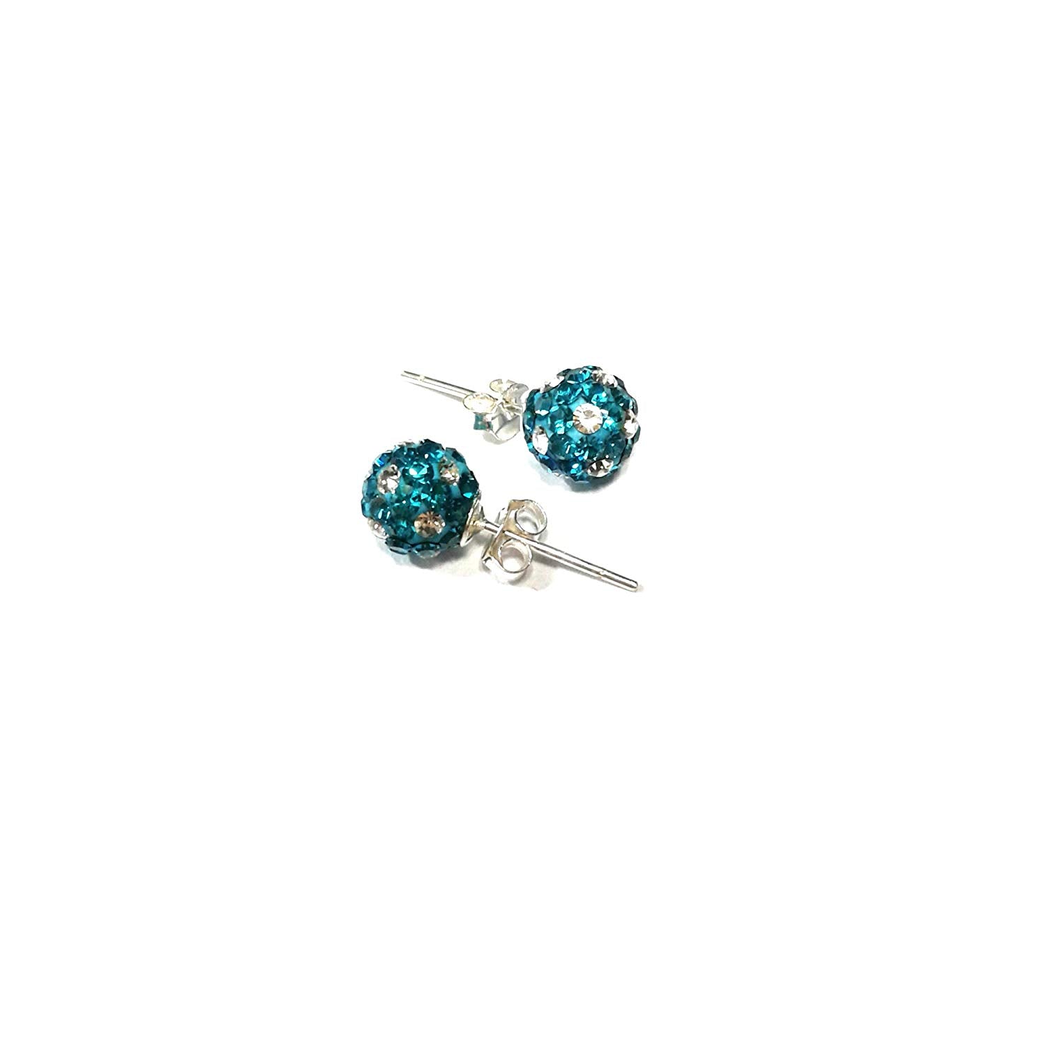 atjewels Round Cut Crystal Sterling Silver Pave Ball Stud Earrings, Crystal Fireball Disco Ball Earrings 1 Pair For Girl's and Women's Fancy Party Wear Earrings - atjewels.in