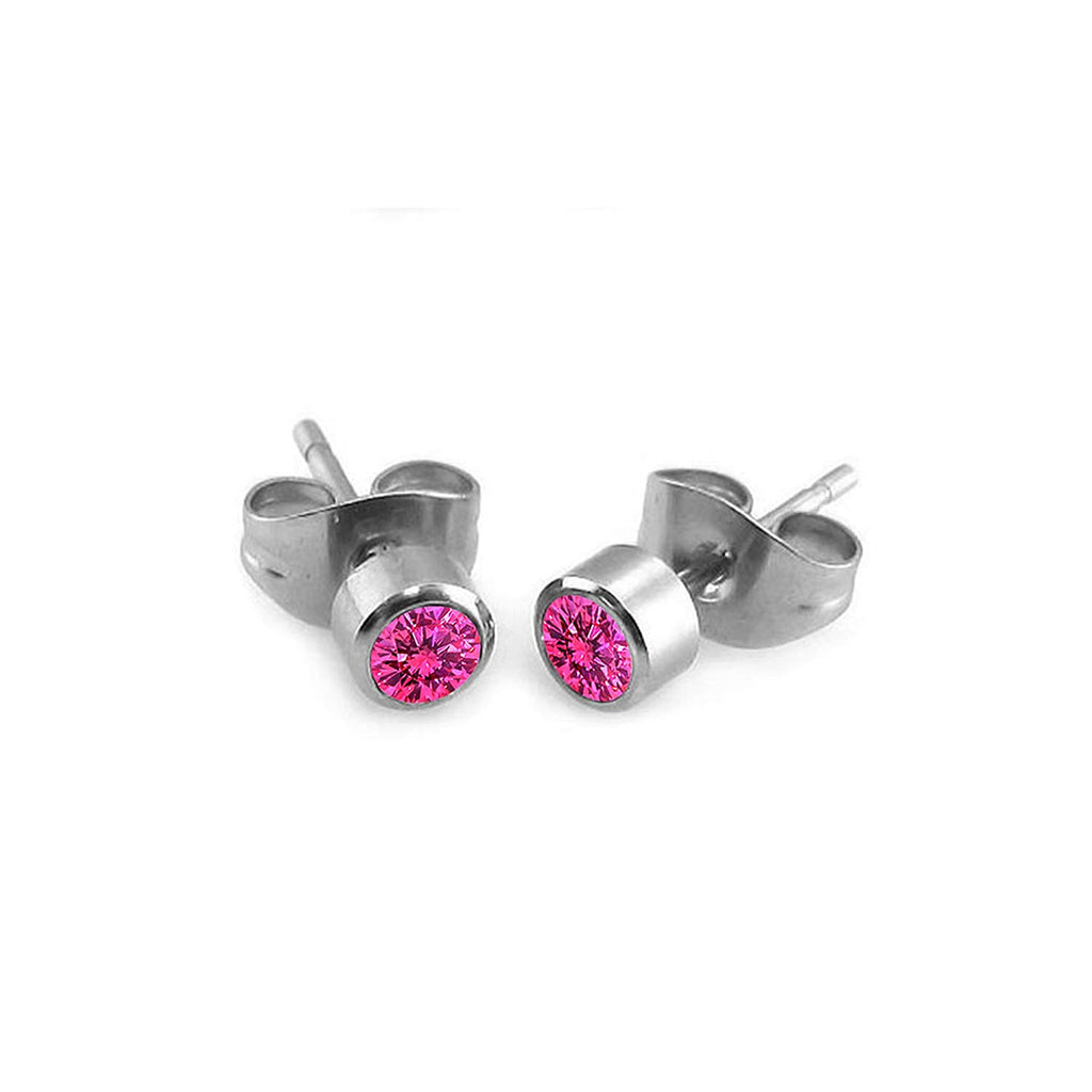 Women's Solid 925 Sterling Silver Round Cut Pink Sapphire Solitaire Stud Earrings From atjewels MOTHER'S DAY SPECIAL OFFER - atjewels.in