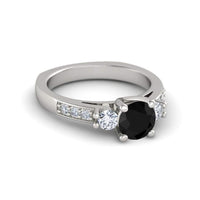 atjewels 14K White Gold Over Sterling Black and White CZ Solitaire With Accents Ring For Women's MOTHER'S DAY SPECIAL OFFER - atjewels.in