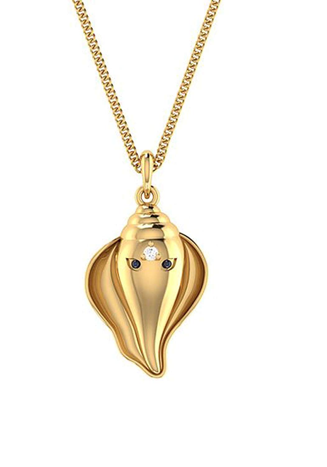 atjewels Ganesh Festival Special 14K Two Tone Gold Plated .925 Steling Silver Round Cut White Cubic Zirconia Without Chain Ganesh Pendant MOTHER'S DAY SPECIAL OFFER - atjewels.in