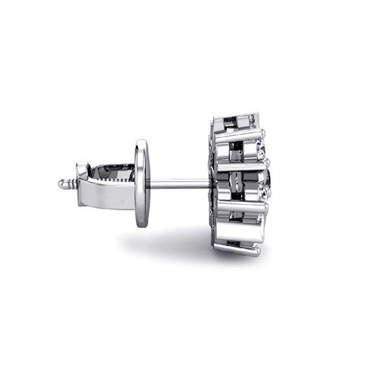 atjewels 0.44 TCW Diamond 14K White Gold Over .925 Silver Round cut Flower Stud Earrings For Women's MOTHER'S DAY SPECIAL OFFER - atjewels.in