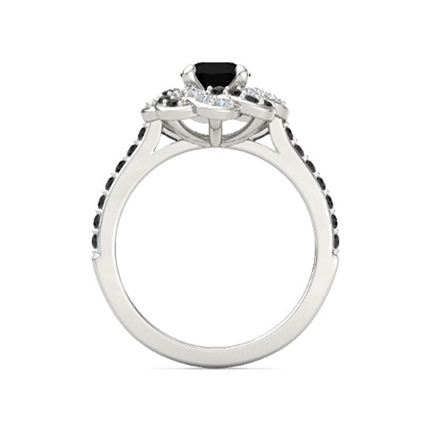 atjewels Solid 925 Sterling Silver Round Cut White & Black CZ  Princess Engagement Ring MOTHER'S DAY SPECIAL OFFER - atjewels.in