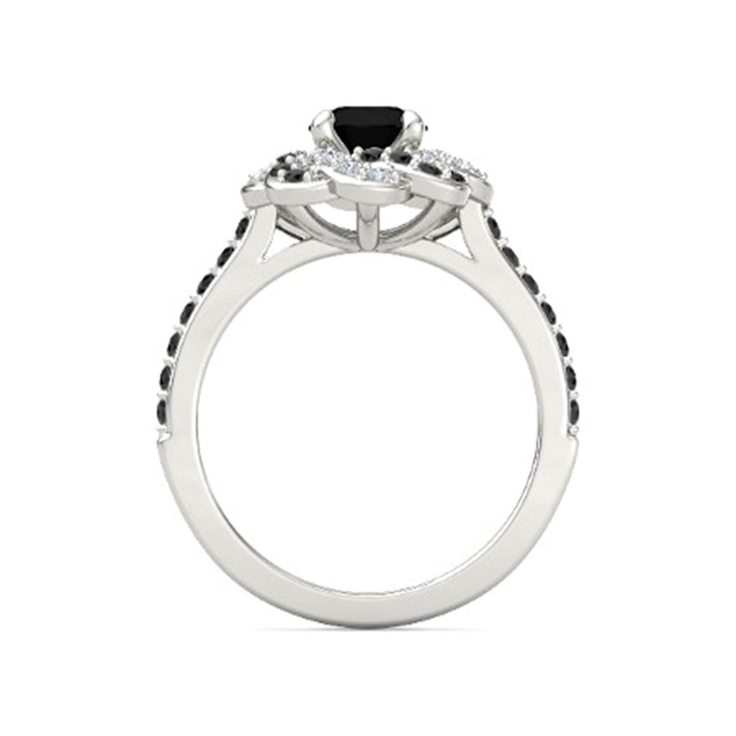 atjewels Solid 925 Sterling Silver Round Cut White & Black CZ  Princess Engagement Ring MOTHER'S DAY SPECIAL OFFER - atjewels.in