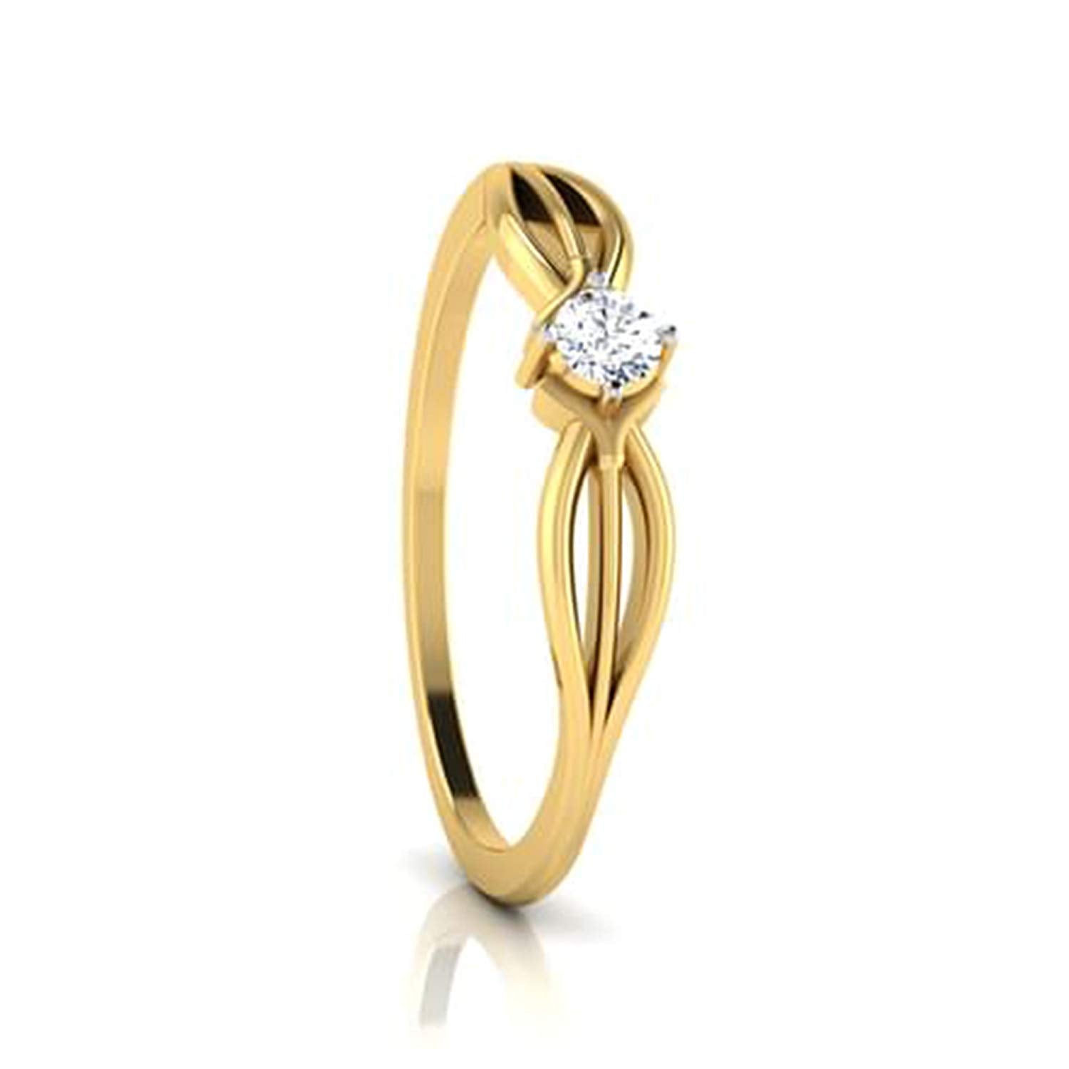 atjewels Gorgeous 14K Yellow Gold Plated on 925 Sterling Silver White Zirconia Solitaire Ring MOTHER'S DAY SPECIAL OFFER - atjewels.in