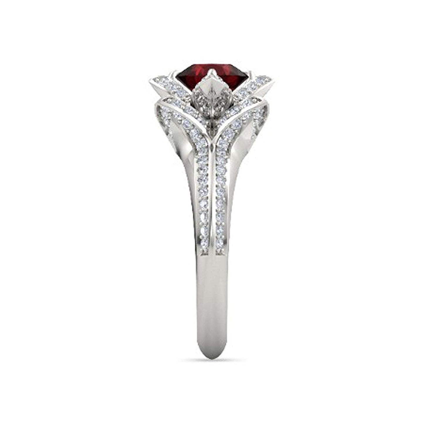 atjewels 925 Sterling Silver Round Cut Multi-Color Gemstone With White Czubic Zircon Lotus Ring For Women's MOTHER'S DAY SPECIAL OFFER - atjewels.in