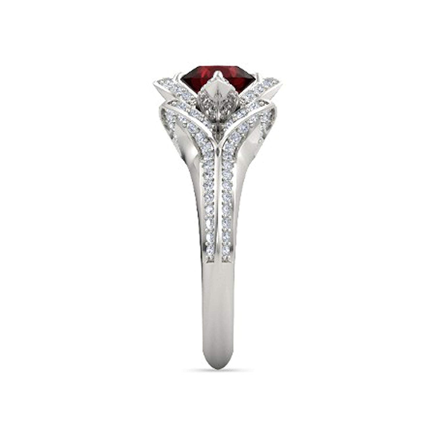 atjewels 925 Sterling Silver Round Cut Multi-Color Gemstone With White Czubic Zircon Lotus Ring For Women's MOTHER'S DAY SPECIAL OFFER - atjewels.in