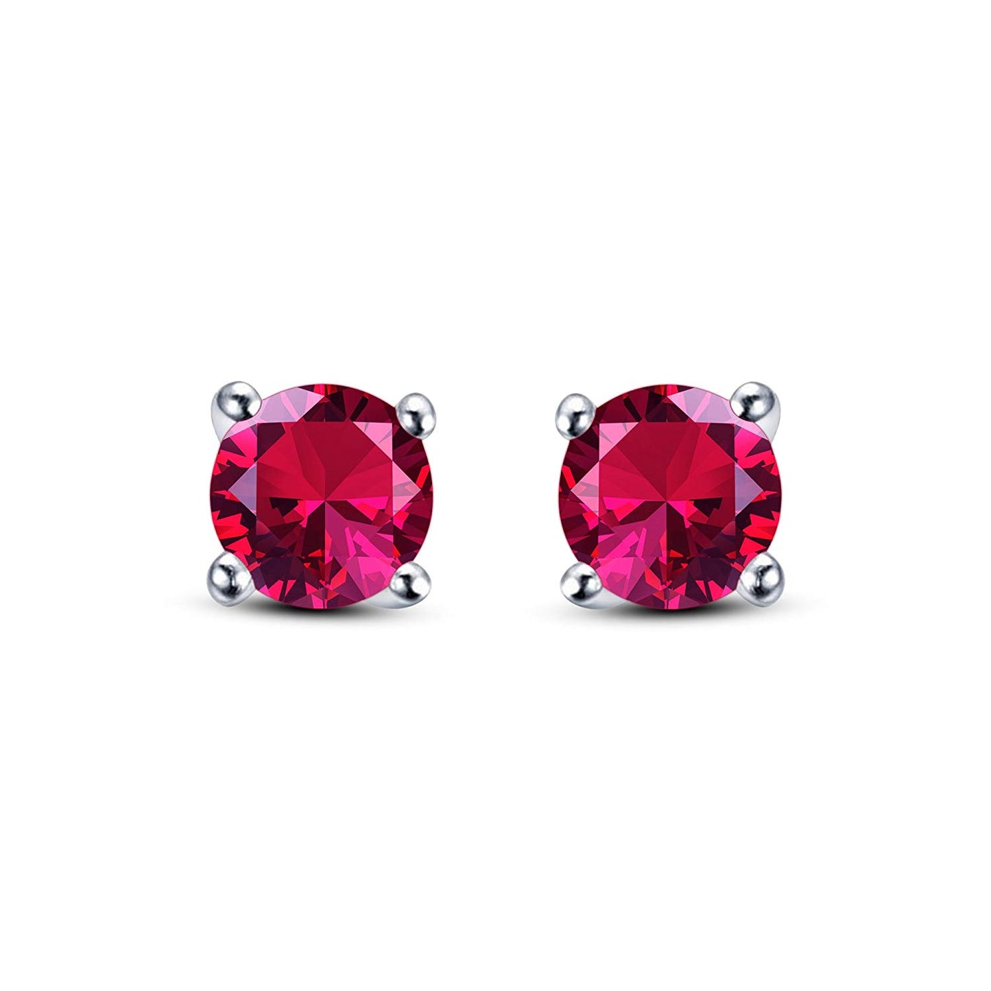 1/4 Ct 14K Gold Over 925 Sterling Silver Round Cut Gemstone Multi Color Solitaire Stud Earrings For Women's - atjewels.in