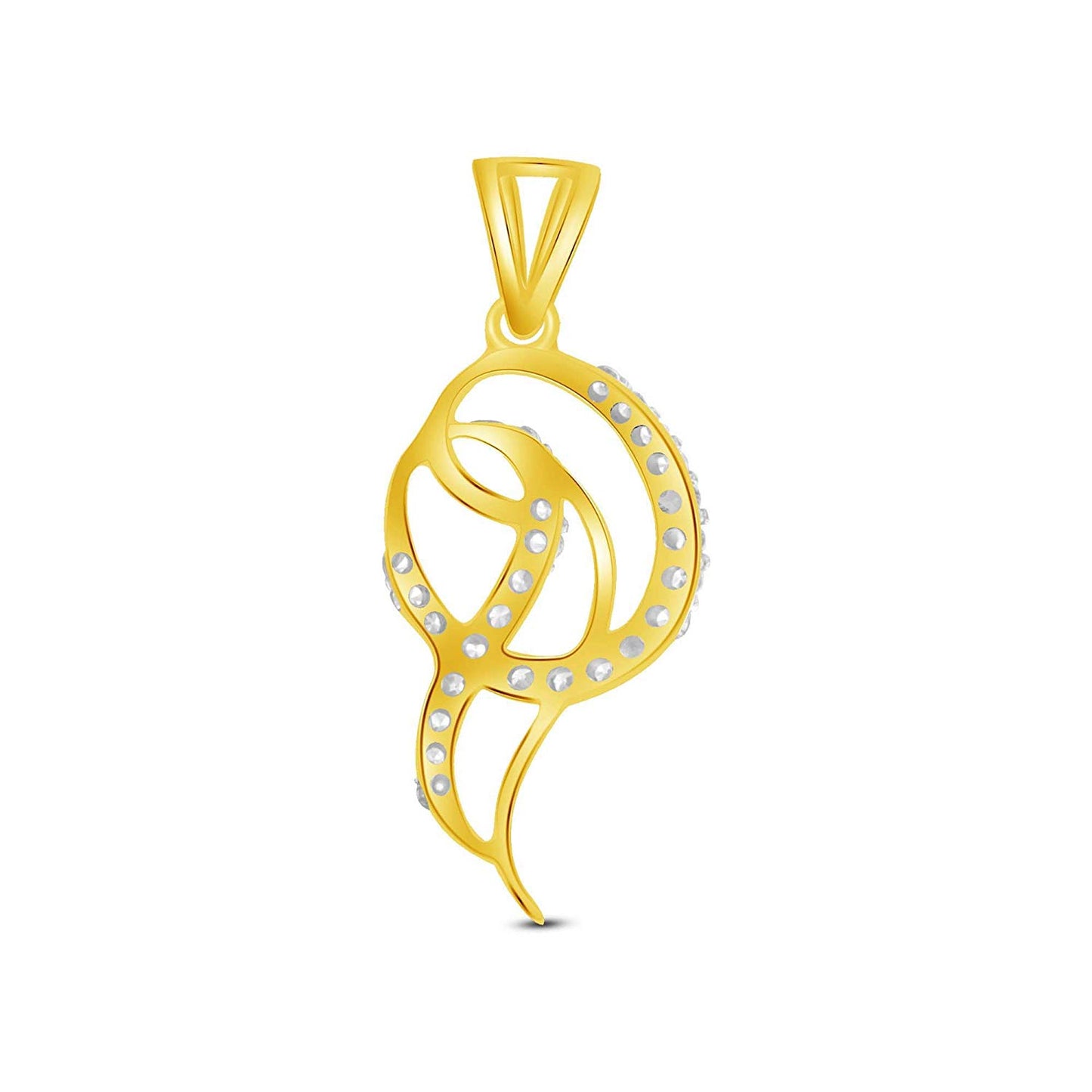 atjewels Round Cut White CZ 14k Yellow Gold Over .925 Sterling Silver Fashion Pendant For Girl's & Women's For MOTHER'S DAY SPECIAL OFFER - atjewels.in