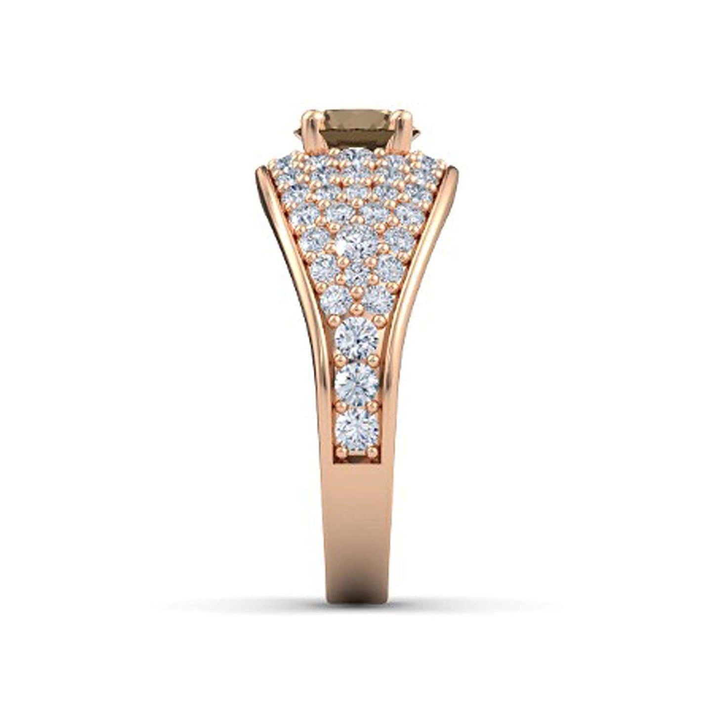 atjewels Round Cut Gemstone & White CZ 14k Rose Gold Over .925 Sterling Silver Solitaire w/ Accents Engagement Ring For Girl's and Women's For Navratri Special - atjewels.in
